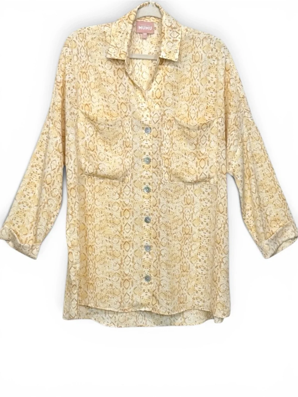 Show Me Your Mumu Johns Desert Yellow Snake Print Button Down Top Shirt XS